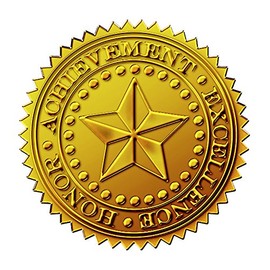 Great Papers! Sello oficial de lámina dorada en relieve Star para logros y premios, 48 unidades (903419)