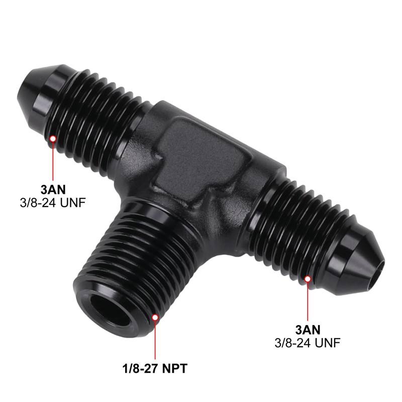 Podavelle 3AN Male Flare Tee to 1/8 NPT on Side