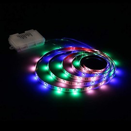 echosari 9.8FT 90Led RGB Strip Lights Battery Powered Remote Control, 8 Modes, Dimmable, Timer, Self-Adhesive, Cuttable, Waterproof, for TV Computer Monitor/Screen Decor