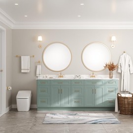 Bathroom Hardware Set 4 Piece Brushed Nickel/Brushed Gold Bathroom Accessories Set Including 24" Hand Towel Bars, Toilet Paper Holders, Towel Rings, Robe Towel Hooks (4pcs, Brushed Gold)