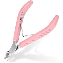 Stainless Steel Cuticle Remover Nippers Rubber Cuticle Trimmer Professional Manicure and Pedicure Cuticle Remover Tools Rubber Coated Handle Manicure Tools (4mm), Pink
