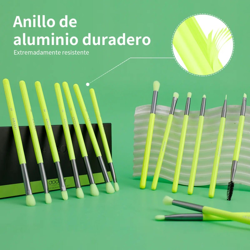 Brochas De Maquillaje Docolor Verde Neon 15 Piezas Color N1504