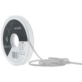 Berisfords 8603-SG-3 3 mm Silver Edge Satin Ribbon, Silver Grey