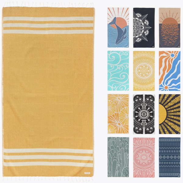 FESHKA Sand Free Turkish Beach Towel (37 x 67) Quick