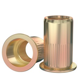 GUEEYUAW Pack of 60 Rivet Nuts M8 Rivet Nuts, Flat Head Thread Inserts, Galvanised Carbon Steel for Metal and Plastic Panels