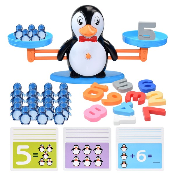 BAKAM Balance Math Counting Toys, Educational Number Toys for Kids, STEM Learning Toys for Boys Girls Age 3+ (Penguin)