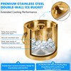 Ice Bucket, Ice Bucket with Silicone Sealing Ring Double-Wall Vacuum