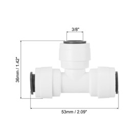 PATIKIL 3/8" Push to Connect Tee Fittings, 5 Pack T Shape Water Line Fitting for RO Water System, White