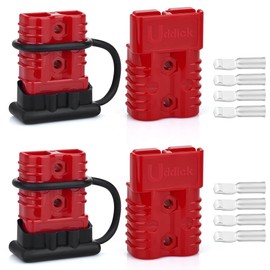 Uddick 4PCS 175A 1/0-4 Gauge Battery Cable Quick Connect/Disconnect Connector Plug Kit with 2 Dust Cover for Car Forklift Motor Winch Trailer (Red 4AWG)
