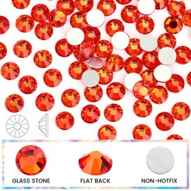 Novani Orange Rhinestones, Flatback Crystal Loose Gemstones 1440pcs Glass Rhinestones for Clothes Shoes Crafts Makeup Nail Art and DIY Decorations(SS12, Hyacinth)