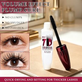 7D Waterproof Mascara, Long Lasting Buildable Volume Natural Curling Lashes,Smudge-Proof, 7D Waterproof Volume Mascara,Thickening Eye Makeup for Defin
