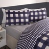 OHS Blue Double Duvet Set, Gingham Reversible Bedding Double Bed