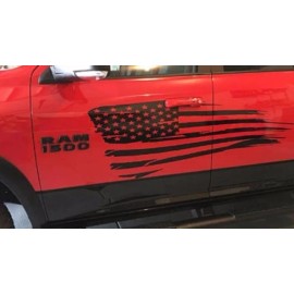Oracal Large Distressed USA Flag Decals. Compatible with Ram Ford Chevy Toyota . x2