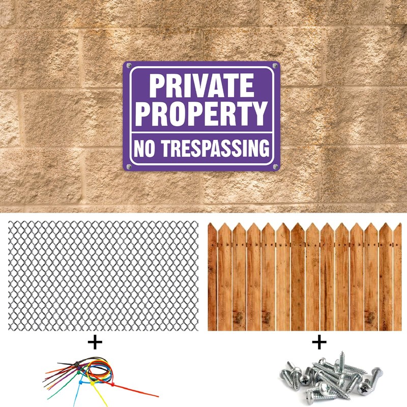 Tandefio 100 Pack No Trespassing Signs Private Property Metal Anti-Rust