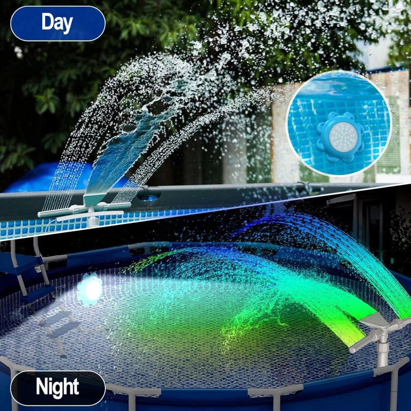 XJUGEZ Pool Fountain with Lights for Above Ground/Ingroun