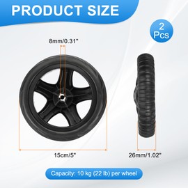 sourcing map 6 Inch Dia Shopping Cart Wheels Replacement 2 Pcs Heavy Rubber Foaming Trolley Wheel Repair for Grocery Carts Supermarket Garbage Trash Can, Black