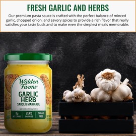 Walden Farms Variety Sauce Pack – Garlic Herb, Tomato Basil & Alfredo Sauces – Zero Calorie, Sugar Free, Keto & No Carb – 3-Pack, 12 oz Bottles