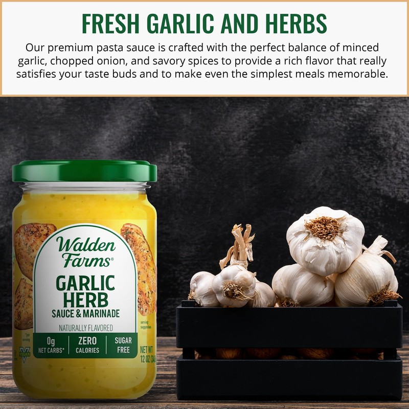 Walden Farms Variety Sauce Pack – Garlic Herb, Tomato Basil