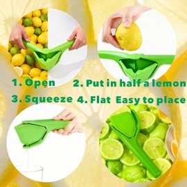 Lime Squeezer, Manual Leverage Effortless Hand Juicer, Easy Squeeze Fold Flat Lemon Juicer, Lemon Press Squeezer with Sideways Pivot to Increase Leverage Easy to Use for Lemons, Lime, Citrus (Green)