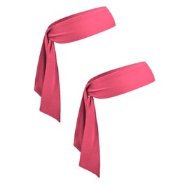 Tie Sweatband Headband, Pink Sports Head Ties for Men, Women, Kids, Ninja, Karate, Tennis Bandana, Athletic Hairband for Basketball, Softball, Running, Workout, Yoga, Volleyball (Pink)