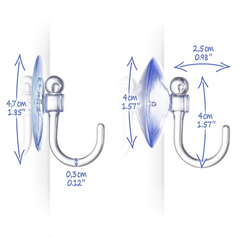 COM-FOUR® 40 x Suction Cup Holders with Plastic Hooks -