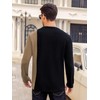 Hardaddy Men's Casual Contrast Color T-Shirts Long Sleeve Crew Neck