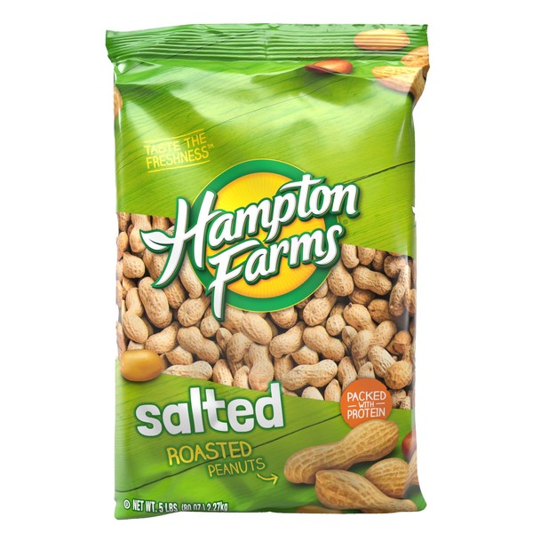 Hampton Farms Salted & Roasted In-shell Peanuts Large Bag Net Wt. 80 Oz (5 Lbs.)
