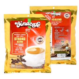 Vinacafe 60 cts 3 in 1 Vietnamese Instant Coffee Gold Red Strong Rich Blend, 60 Sachets (3 Bags of 20 Sachets)