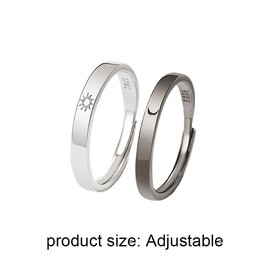 2Pcs Sun and Moon Matching Couple Ring Adjustable Matching Rings for Couples Christmas Birtnday Anniversary Valentine Gifts for Boyfriend Girlfriend Couple Promise Ring