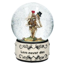 Eternal Love Snow Globe with Skeletons Figure 13.5 cm - Love Never Dies, Gothic Decoration Love Valentine's Day Figure Wedding