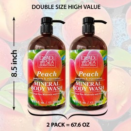 Dead Sea Collection Dead Sea Collection Peach Body Wash for Women and Men - with Pure Dead Sea Minerals and Peach Extract - Cleanses and Moisturizes Skin - Pack of 2 (67.6 fl. oz)
