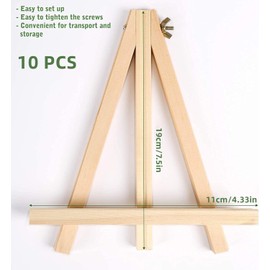 KBNIAN 10Pcs Wooden Mini Easel, 19cm Easel Stands Wooden Tabletop Display Easel Mini Wooden Artist Easel Tabletop Holder Stand for Small Canvases, Kids Crafts, Business Cards, Signs, Photos,Gifts