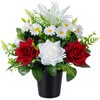 Kukooka Artificial Grave Flowers in Pots, Artificial Rose Lily Daisy