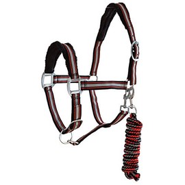York Halter Set Halter with Knitted Calipso Halter & Knit Padded (Cob, Red/Black)