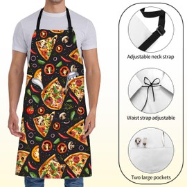 ainori Gourmet Pizza Slice Apron for Women,28x33in, Food Lovers Kitchen Aprons with 2 Pockets,Oxford Fabric,Vegetables Adjustable Apron for Cooking Baking Gardening Chef,Gifts for Mom Wife