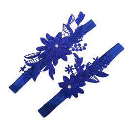 Oyabridal - Juego de liga para novia y boda, liga floral, Azul Real, Talla única