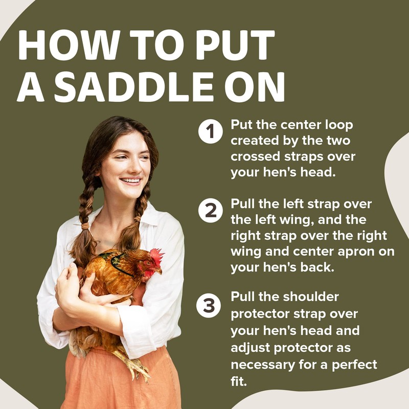 Hen Saver Hen Apron/Saddle, Double Strap w/Removable Shoulder Protector –