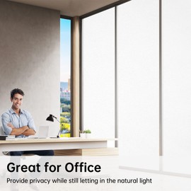 Coavas Window Privacy Film Frosted Window Glass Film Non-Adhesive Removable Bathroom Window Coverings Day and Night Privacy Heat UV Blocking Window Film for Home Office. White 23.6x118.1