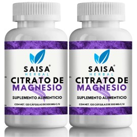 Citrato De Magnesio  240 Cpsulas  Saisa Herbal  Suplemento Alimenticio Calidad Premium  Energa, Relajacin Muscular Y Bienestar General                