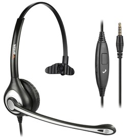 Wantek Wired Cell Phone Headset Mono with Noise Cancelling Mic, 3.5mm Phone Headset