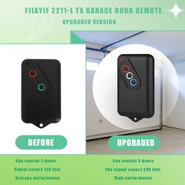 Upgraded FJIAYIF 2211-L Tx Garage Door Opener Remote 303MHz/390MHz Compatible with Guardian Garage Door 2211-L(Tx) GD2213 BHT3 etc Model Replace 315 600 600sl 2 Button Garage Door Remote -1-Year Qa