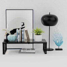 Jojocross Expandable Cabinet Shelf Organizer Storage Spice Rack Shelves for Kitchen Stackable Adjustable Pantry Cupboard Bathroom Countertop Desktop(1Pack/Black/Large)