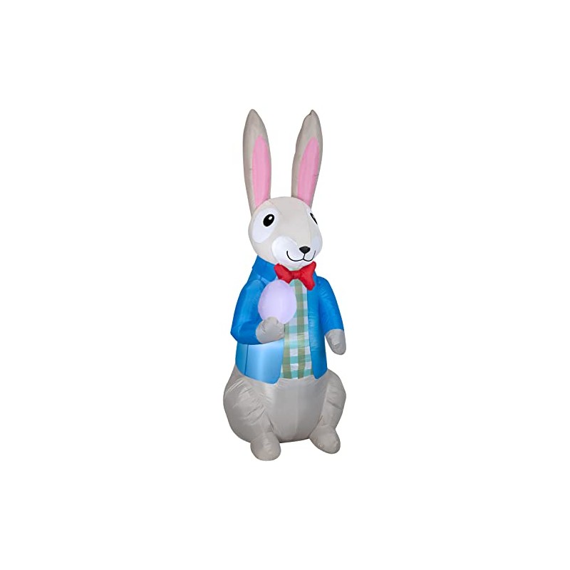 7' Gemmy Airblown Inflatable Dapper Easter Bunny w/Easter Egg Yard