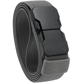 MILORDE Quick Release Tactical Belt, Military Work 1.5" Nylon Web Hiking Belt with Heavy Duty Seatbelt Buckle (42"-46" (Length 53") Grey,130)