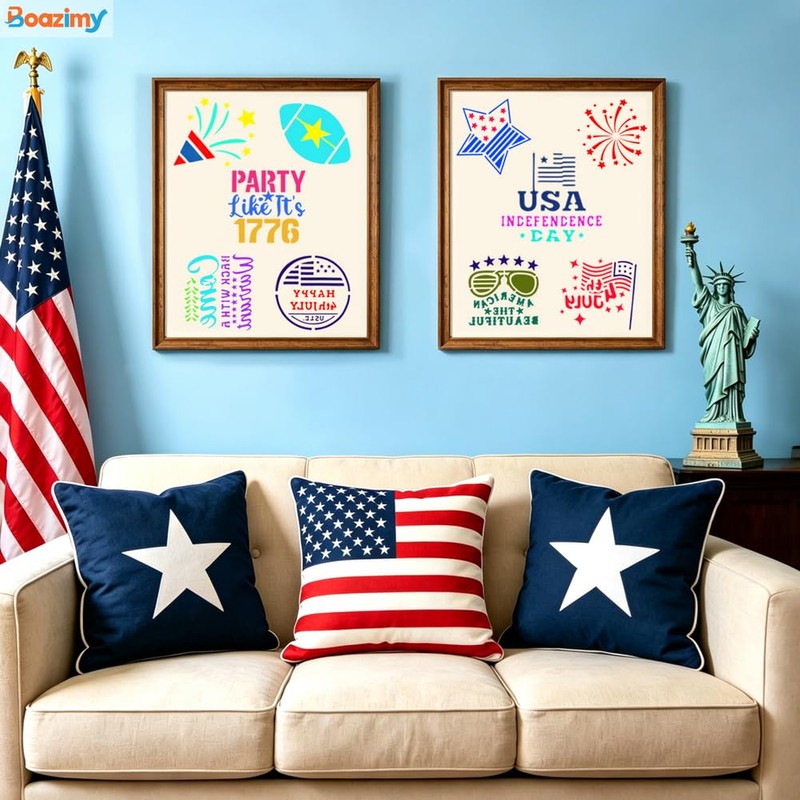 66 Pack Patriotic Stencils, 250 4th of July Stencils for
