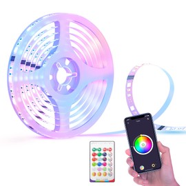 lomota Smart LED Strip 5 m, RGBWW LED Strip, WLAN LED Strip Lighting with Timer, Sync with Music, DIY Strip Works with Alexa, Google, for Home, Party, Christmas