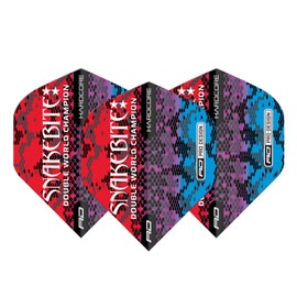 RED DRAGON Hardcore Peter Wright Snakebite Multi Snakeskin Red Dart Flights - 3 Sets Per Pack (Total 9 Dart Flights)