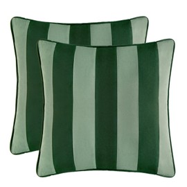 MONDAY MOOSE Decorative Throw Pillow Covers Cushion Cases, Set of 2 Soft Velvet Striped Piping Edge Designs, Pillow Inserts Not Included (Green/Light Green, 18x18 inch)