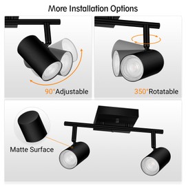 BoostArea 2-Light Track Lighting Kit, LED Track Lighting with GU10 Socket, Flexibly Rotatable Light Heads, Modern Track Lighting Fixtures Ceiling for Kitchen, Bedroom, Living Room, Bulb Not Included