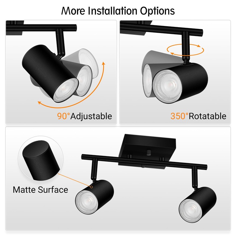 BoostArea 2-Light Track Lighting Kit, LED Track Lighting with GU10